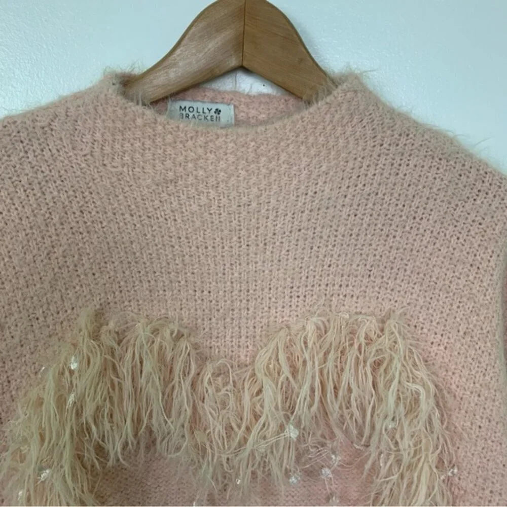 Molly Bracken Fuzzy Heart Knit Sweater